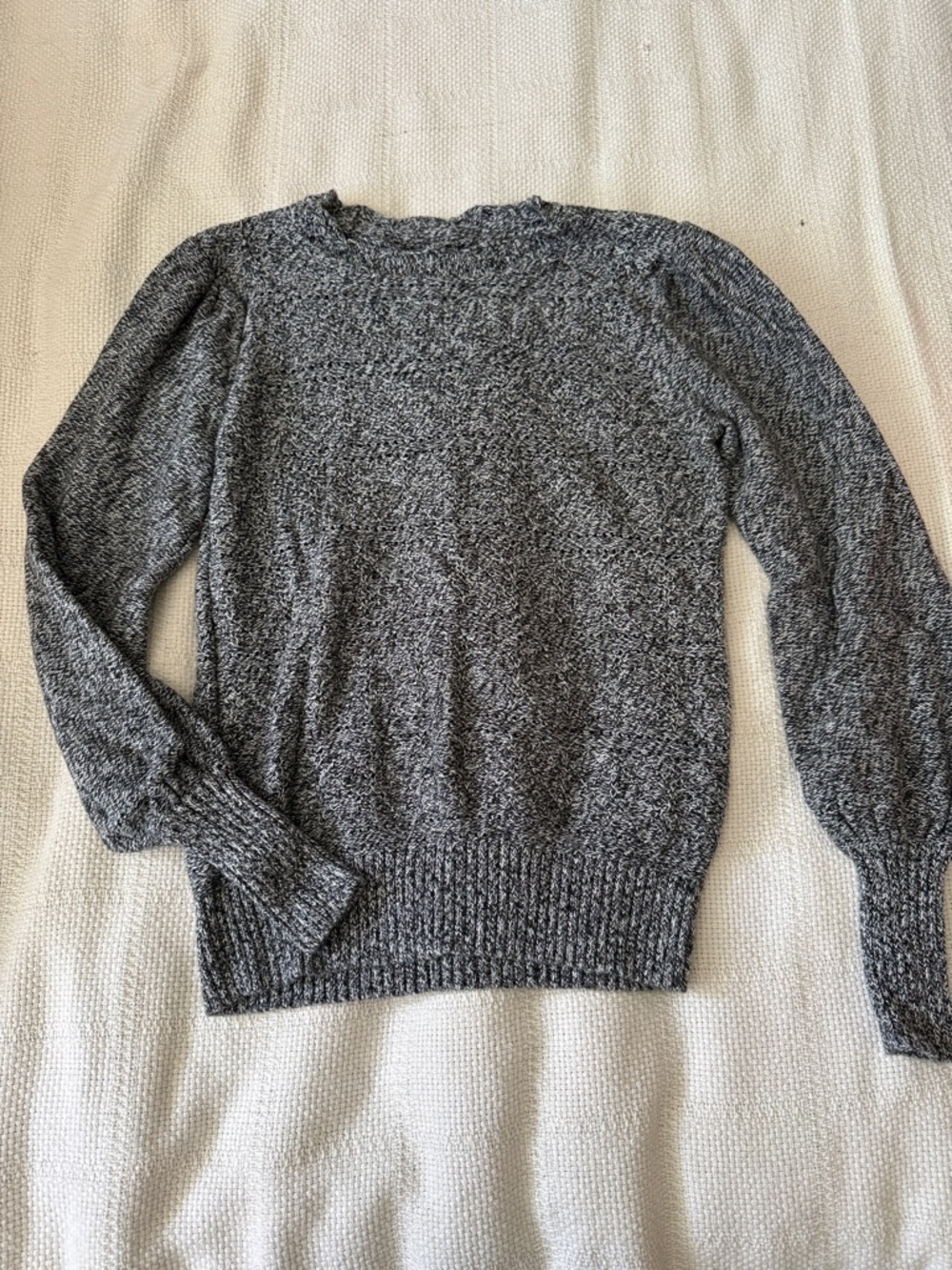 LOFT Marled Charcoal Crewneck Sweater